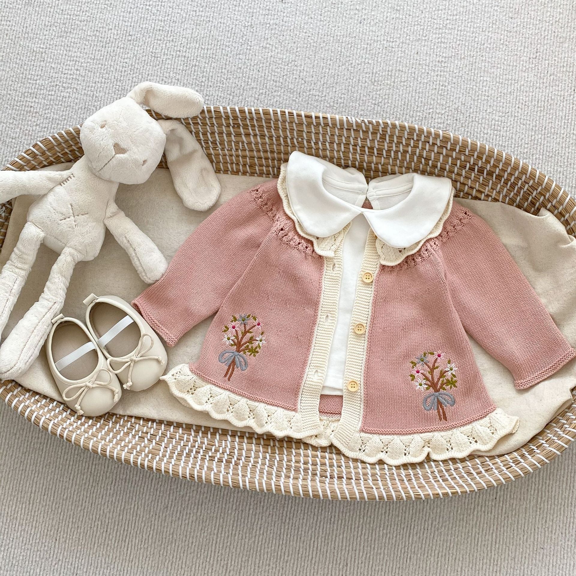 Baby Girl In Autumn Embroidery Long-Sleeved Cardigan-1